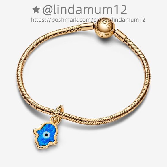 Pandora Opalescent Blue Hamsa Hand Dangle Charm - Picture 3 of 5